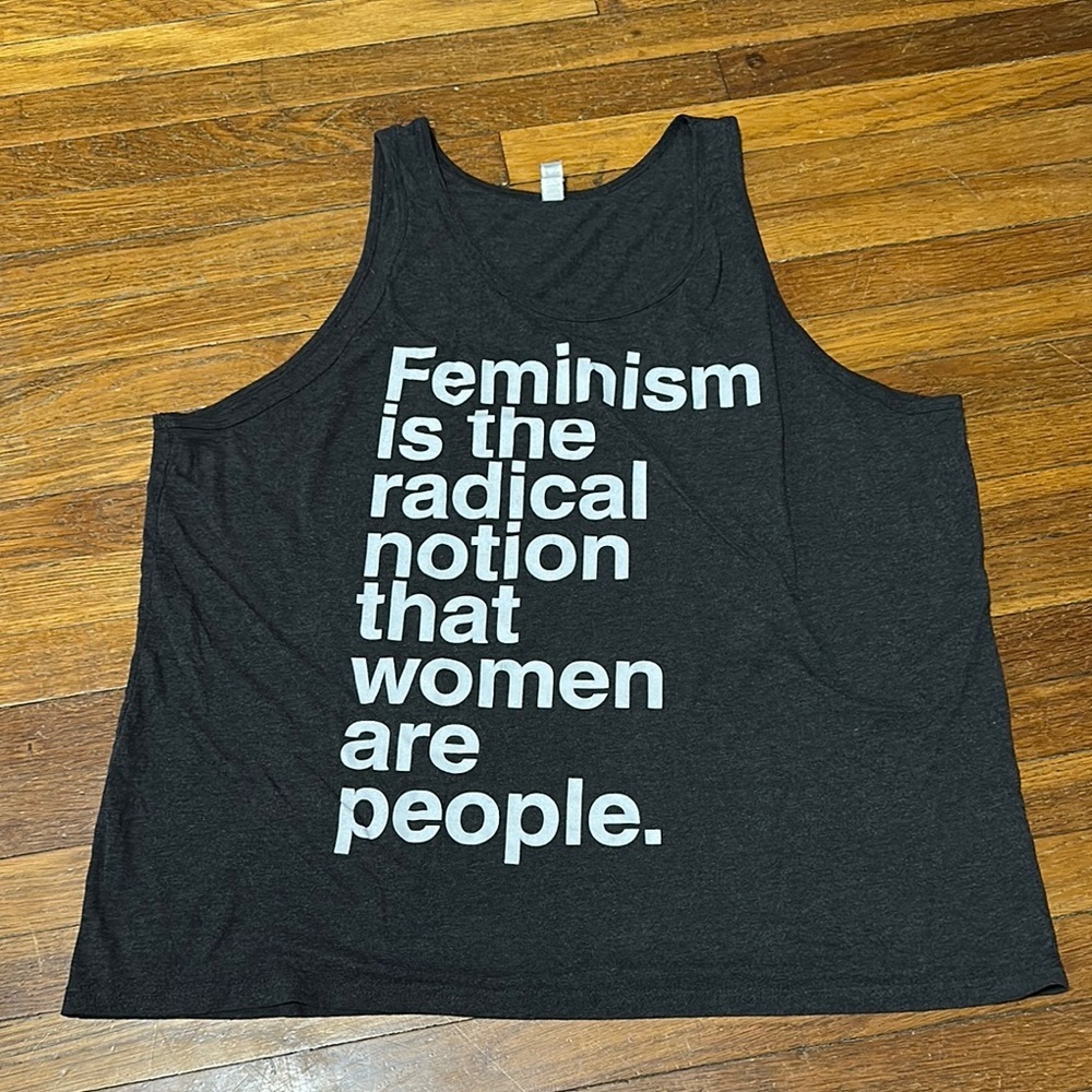 Women's “Feminism” Quote Black Graphic Tank Top, XL